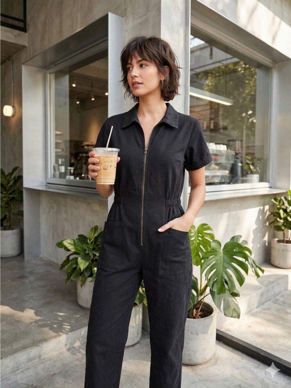 Noble Black Utility Suit Jumpsuit Medium M Organic Cotton GOTS Workwear Zip Fron